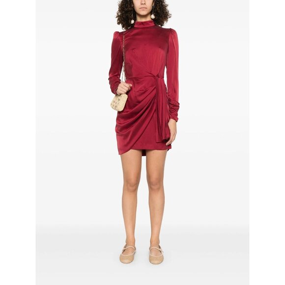 Zimmermann Draped Mini Dress in Garnet 2/Medium New Womens Long Sleeve Silk - Picture 10 of 16